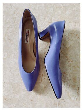 VTG NWOB Talbots Sz 9 Periwinkle Leather Glove Pumps Made in Italy